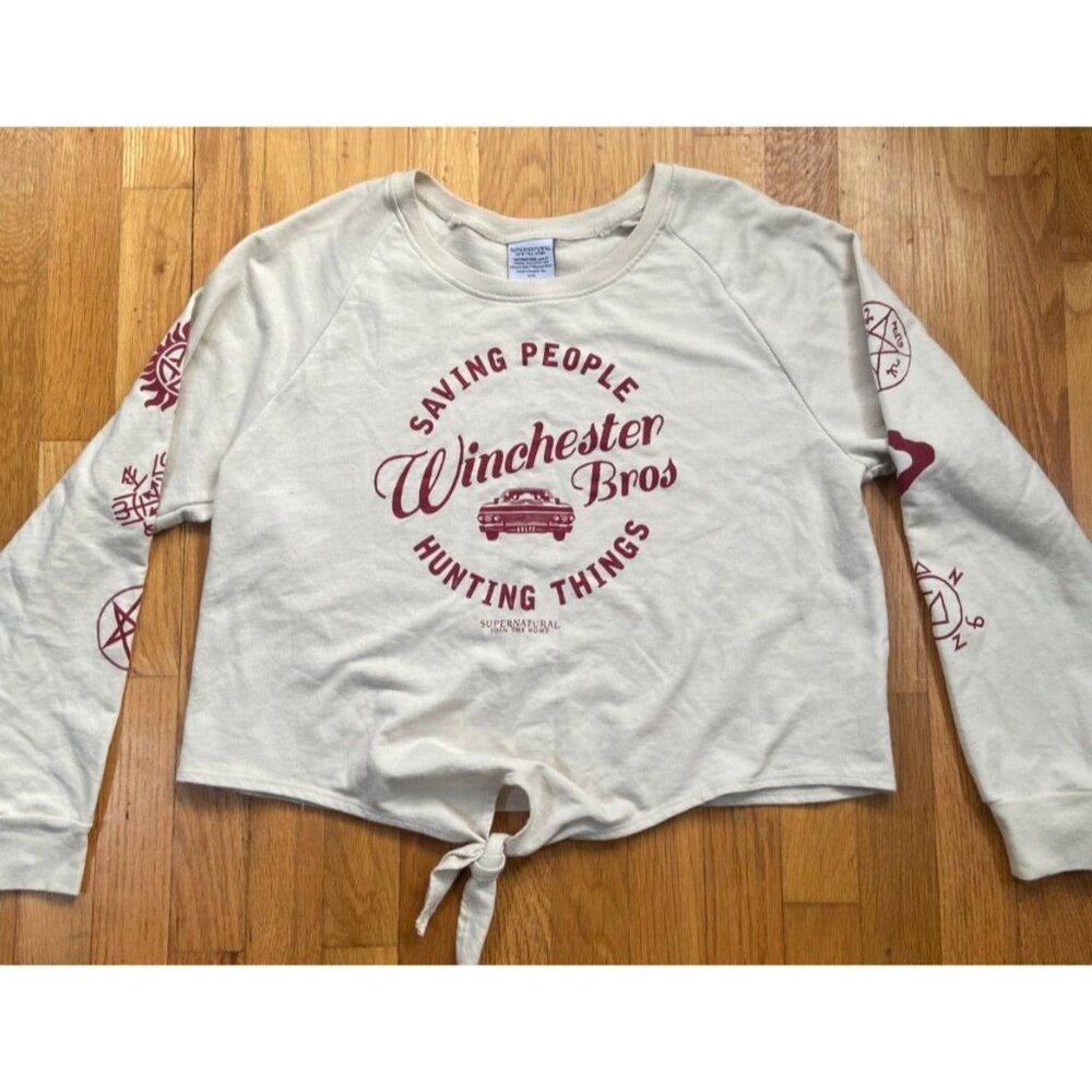 Supernatural Join The Hunt Women's Tie Front Light Weight Graphic Sweatshirt
